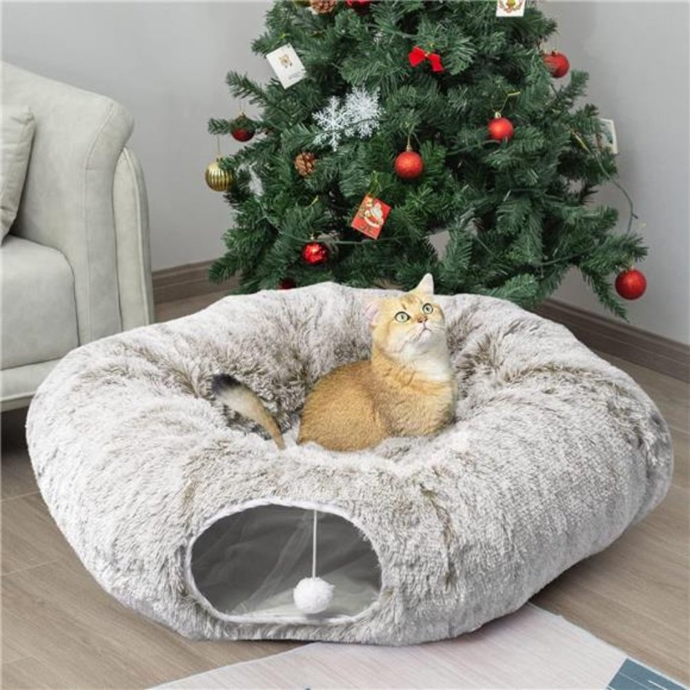 Cat Tunnel Bed with Central Mat Big Tube Playground Toys Soft Plush Material